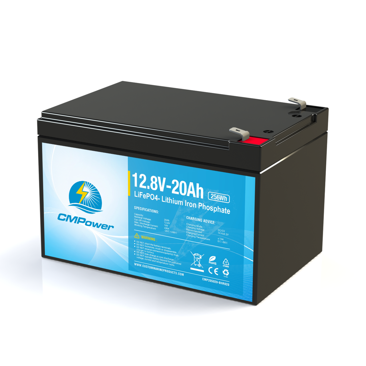 20 Ah 12 Volt 20 amp draw BMS - LiFePO4 Lithium Marine/Mobility Scooter Battery