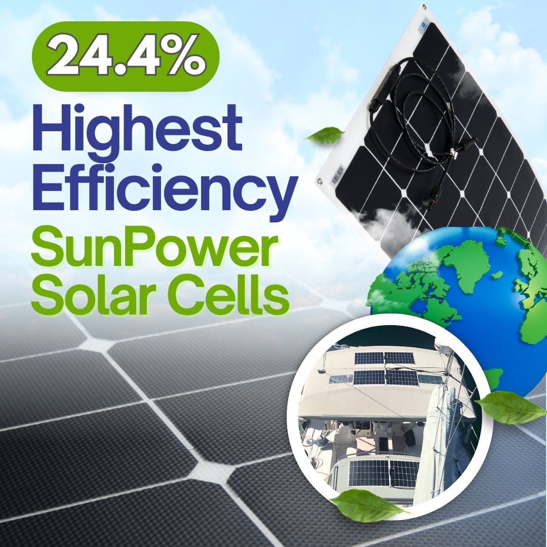 155 Watt Shade Tolerant Flexible Solar Panel - Sunpower A+ Grade 24.4% Efficient Cells
