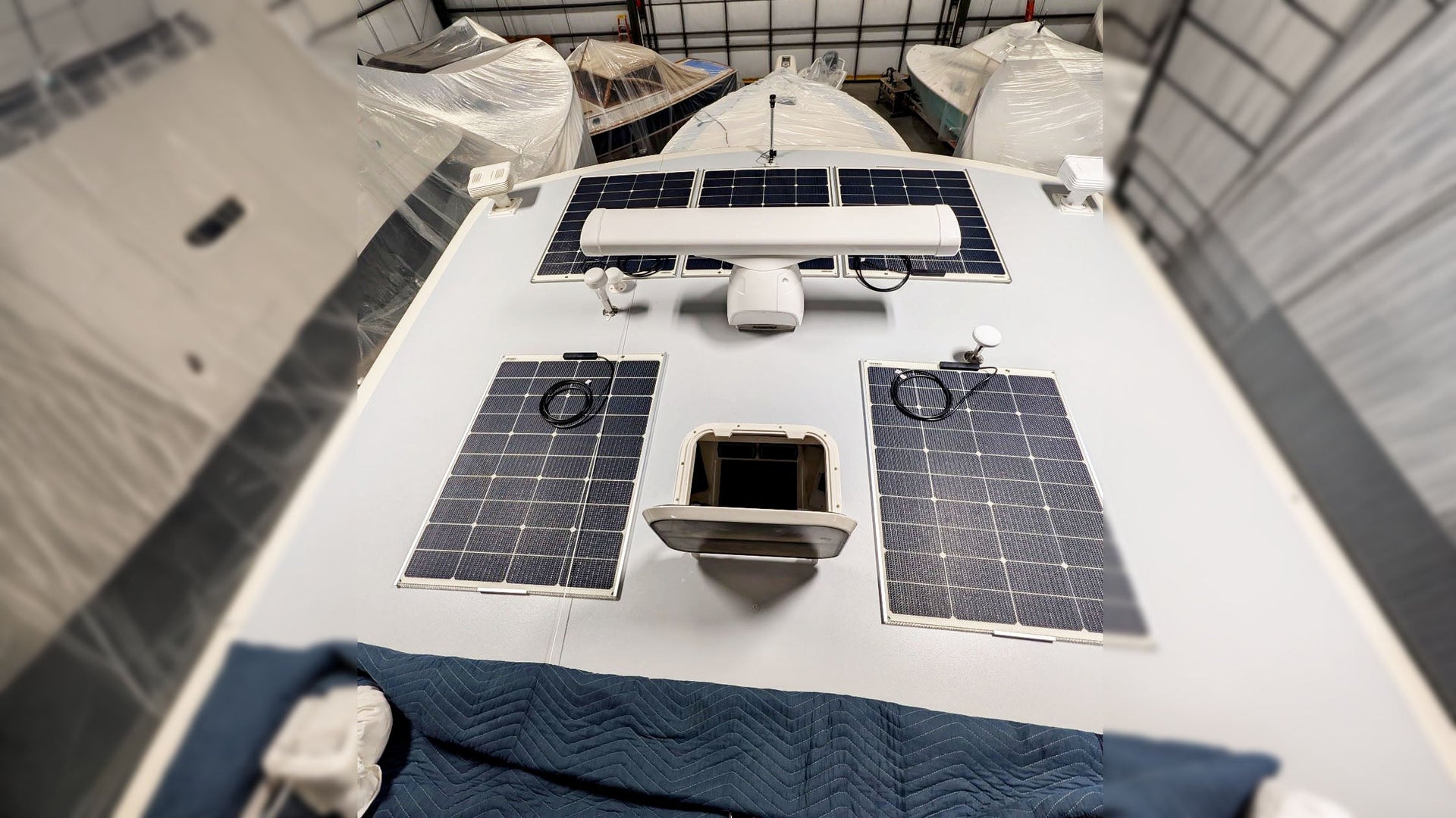 Boat Solar Installation: Five 125W Walkable Marine Solar Panels Powering a 48V Battery System