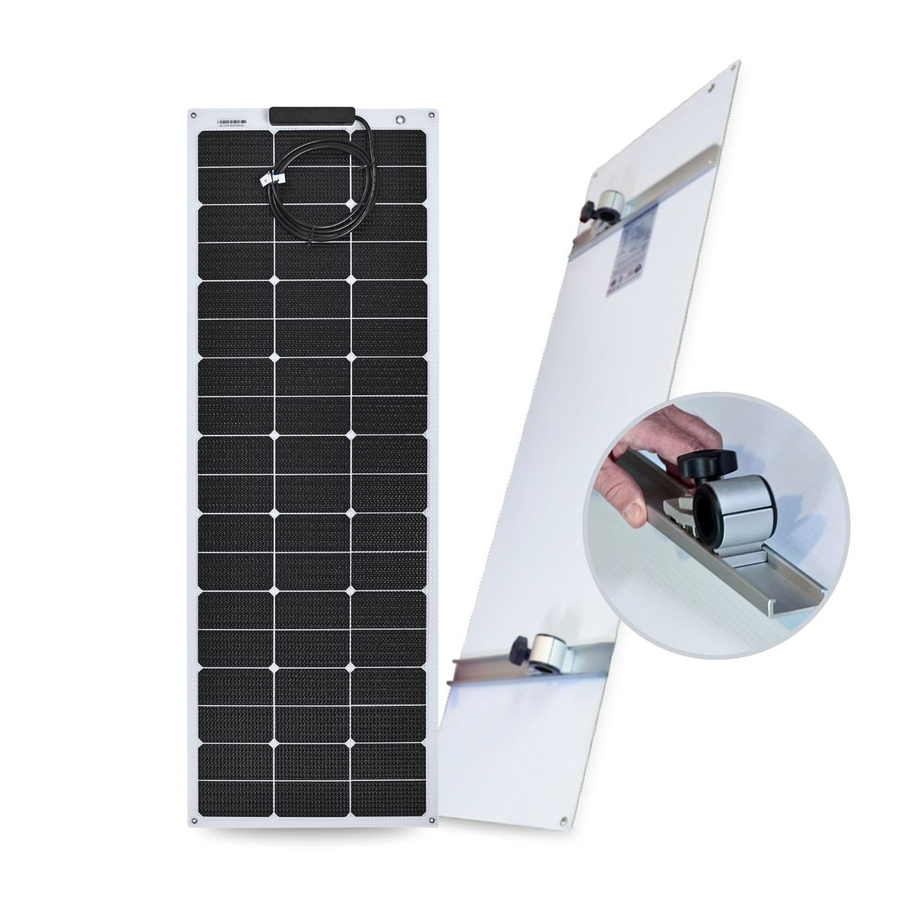 100W Rail Mounted Carbon Fiber Marine Solar Panel with Aluminum Adjustable Brackets