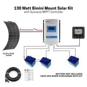 130 Watt Bimini Mount Flexible Solar Kit with DuoRacer MPPT Controller