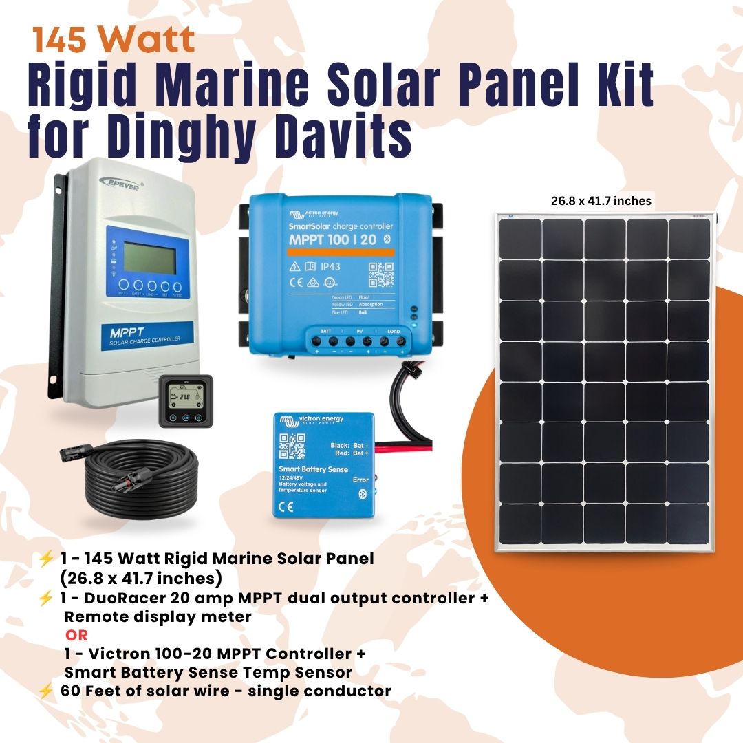 145W Rigid Marine Solar Panel Kit for Dinghy Davits