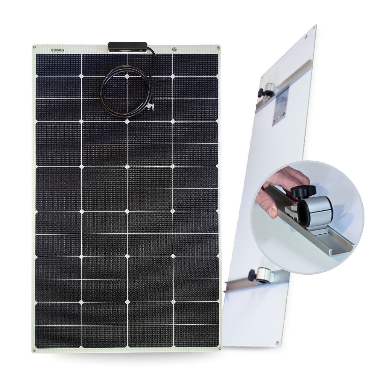 165 Watt Rail Mounted Carbon Fiber Marine Solar Panel With Aluminum Adjustable Brackets