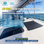 170 Watt Military-Grade Walkable Solar Panel mounted on a boat deck