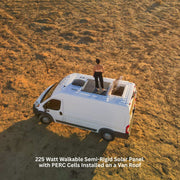 225 Watt Walkable Semi-Rigid Solar Panel with PERC Cells installed on a van roof