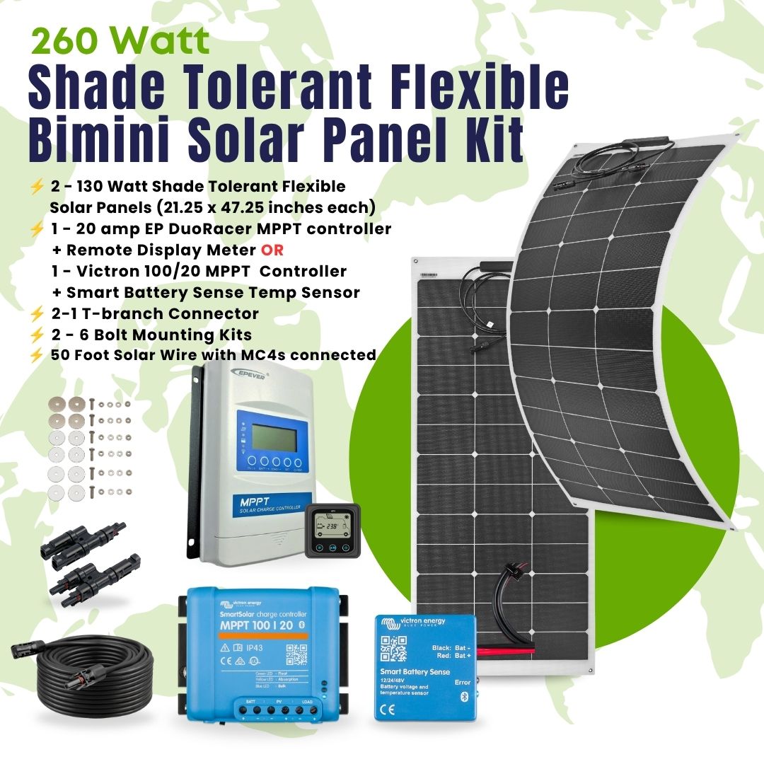260 Watt Bimini Mount Flexible Solar Panel Kit