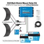310 Watt Shade Tolerant Flexible Bimini Marine Solar Panel Kit with Lithium Batteries