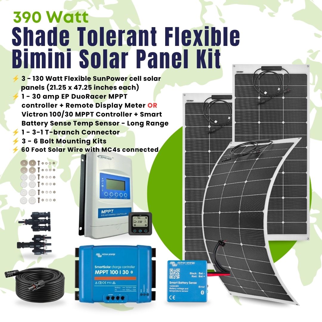 390 Watt Bimini Mount Flexible Solar Panel Kit