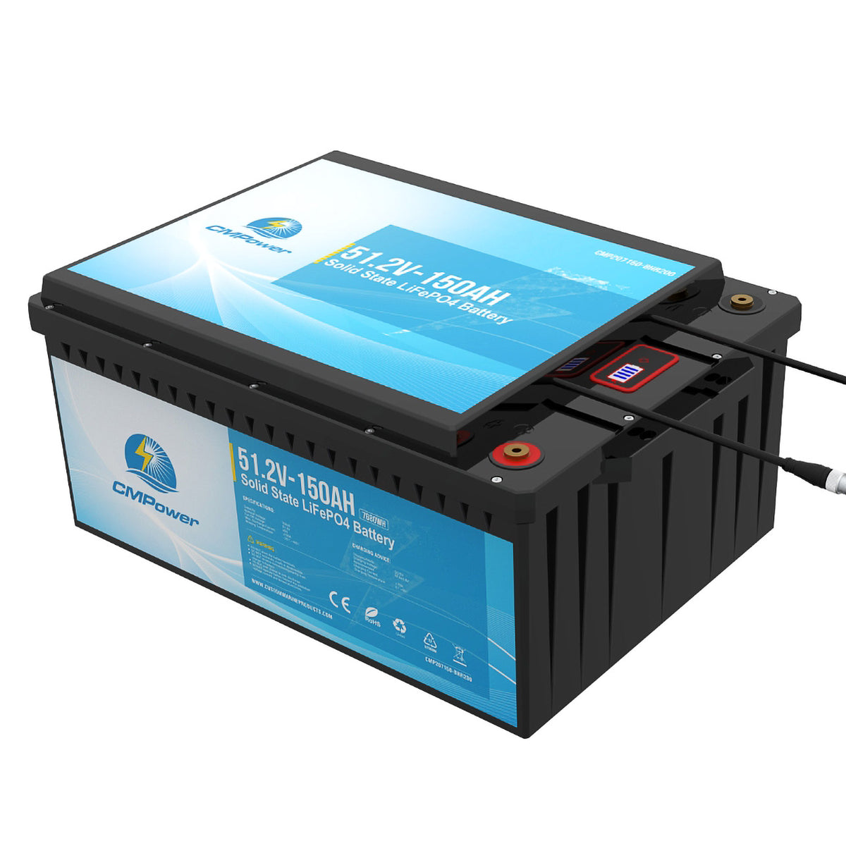 48 Volt 150 Ah 200 amp BMS - Semi Solid State LiFePO4 High Power Density Battery w/ Replaceable BMS, Heat & NMEA 2000