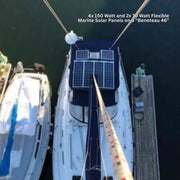 4 150 watt and 2 70 watt CMP Flexible Marine Solar Panels on a Beneteau 46 Sailboat Bimini