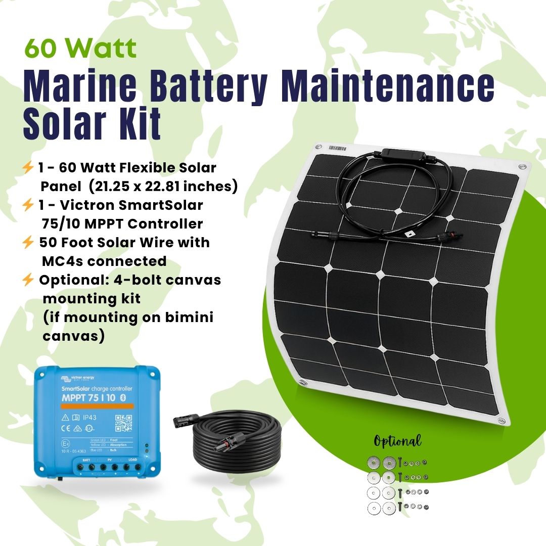 60W marine battery maintenance solar kit