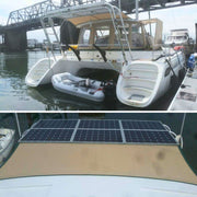 6 120 watt SunPower cell Rigid Marine Solar Panels powered by 2 Tracer BN controllers on a Sailboat