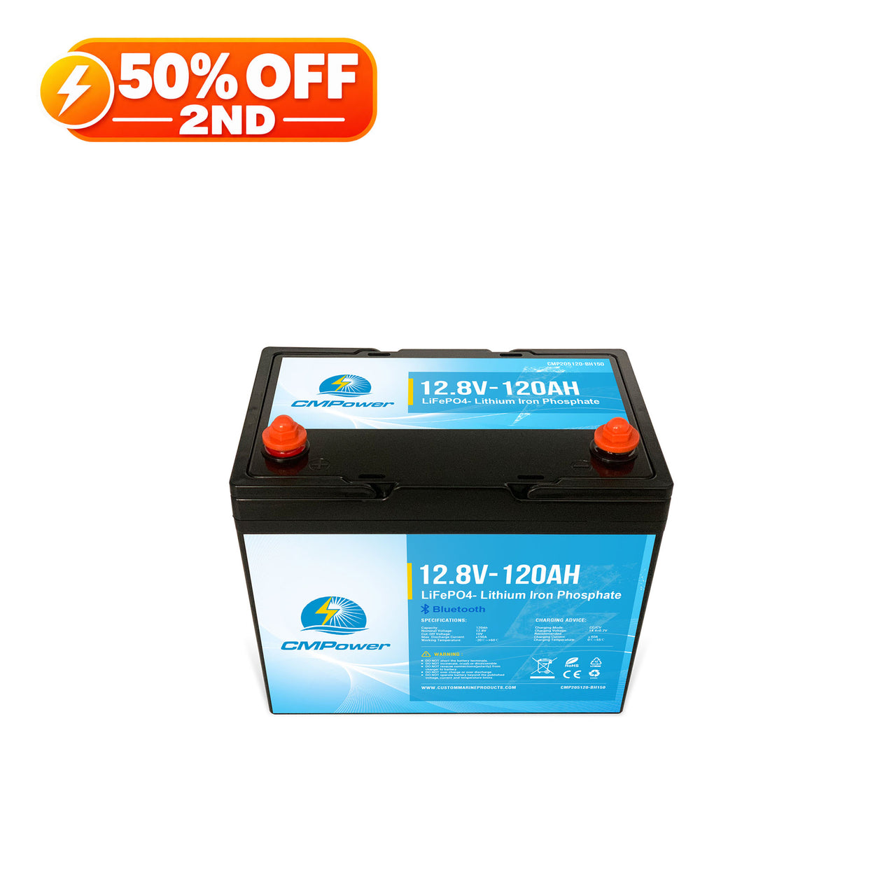 120 Ah 12 Volt 150 amp draw BMS - LiFePO4 High Power Density Battery