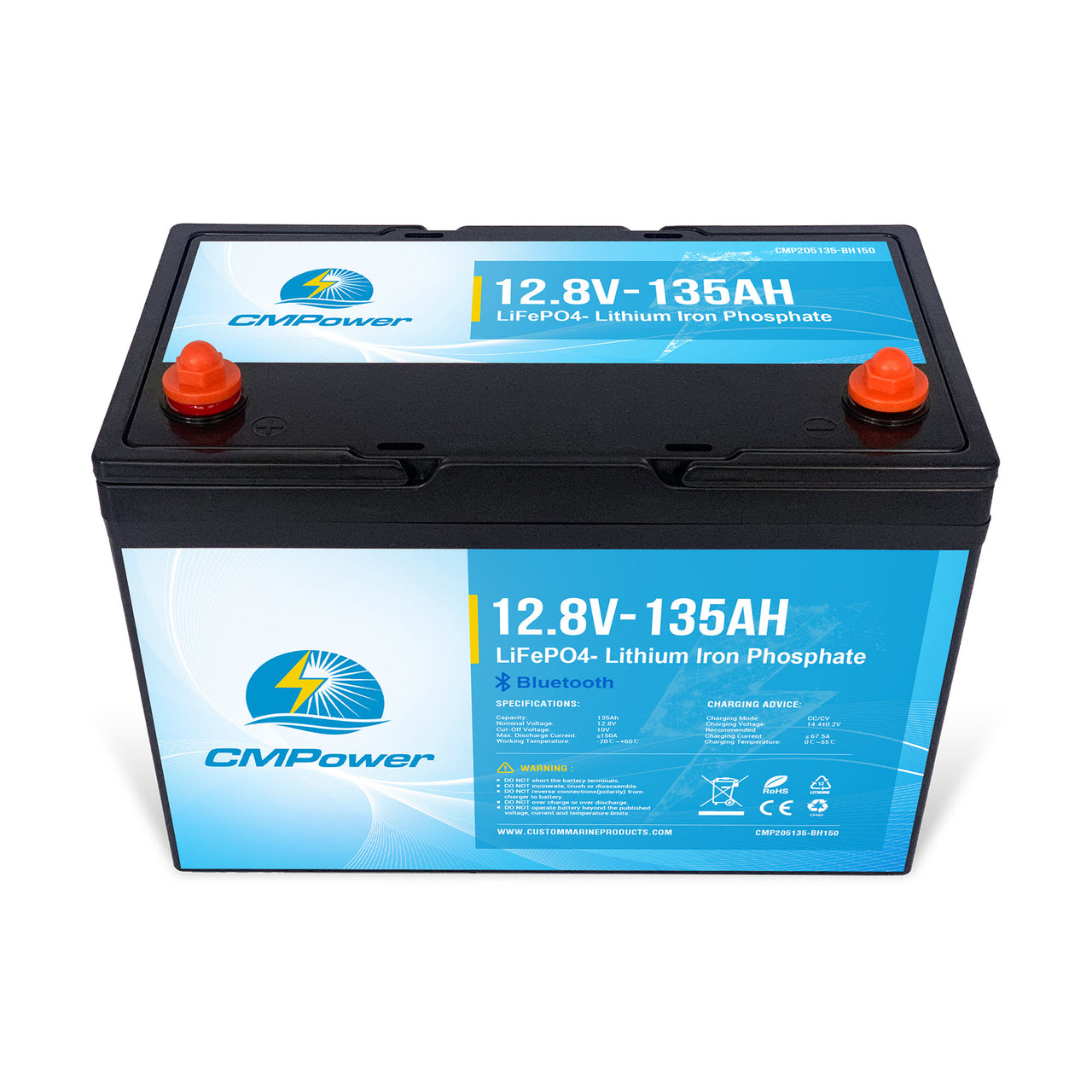 135 Ah 12 Volt 150 amp BMS - LiFePO4 High Power Density Battery