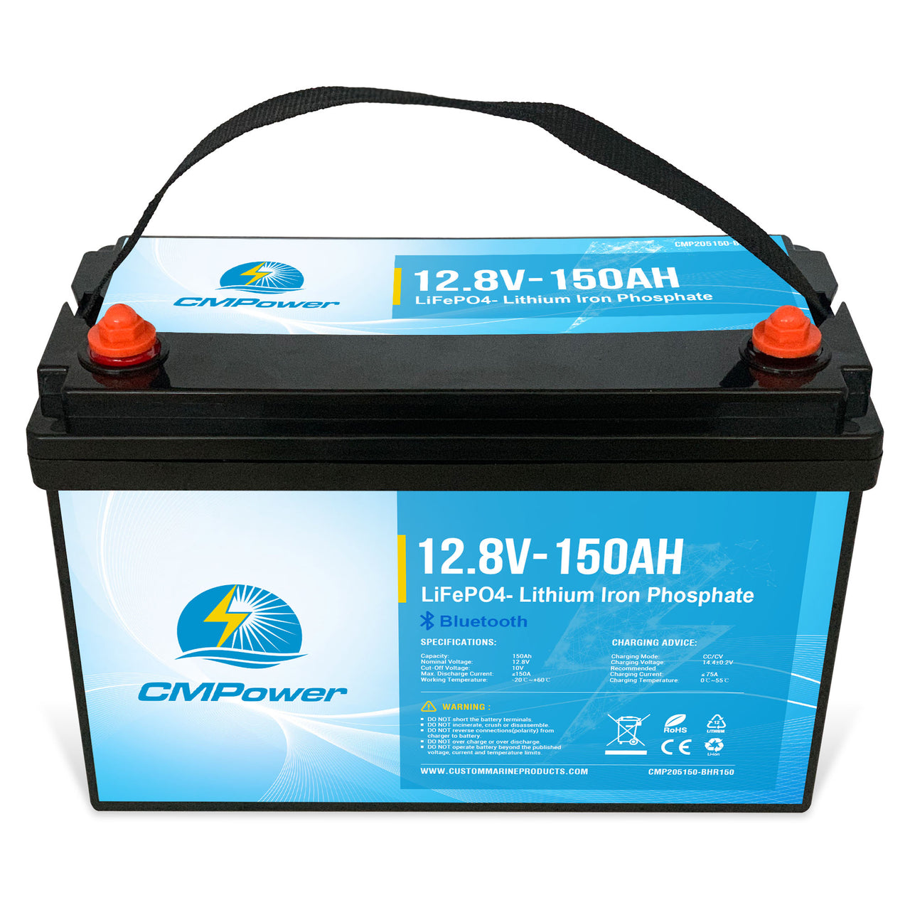 150 Ah 12 Volt 150 amp BMS - LiFePO4 High Power Density Battery w/replaceable BMS