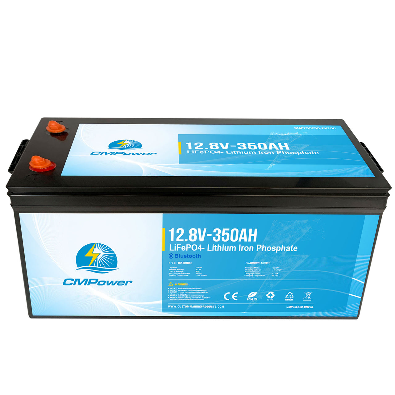 350 Ah 12 Volt 200 amp BMS - LiFePO4 High Power Density Battery