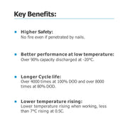 450 Ah 12 Volt 300 amp BMS Solid State LiFePO4 Battery - benefits