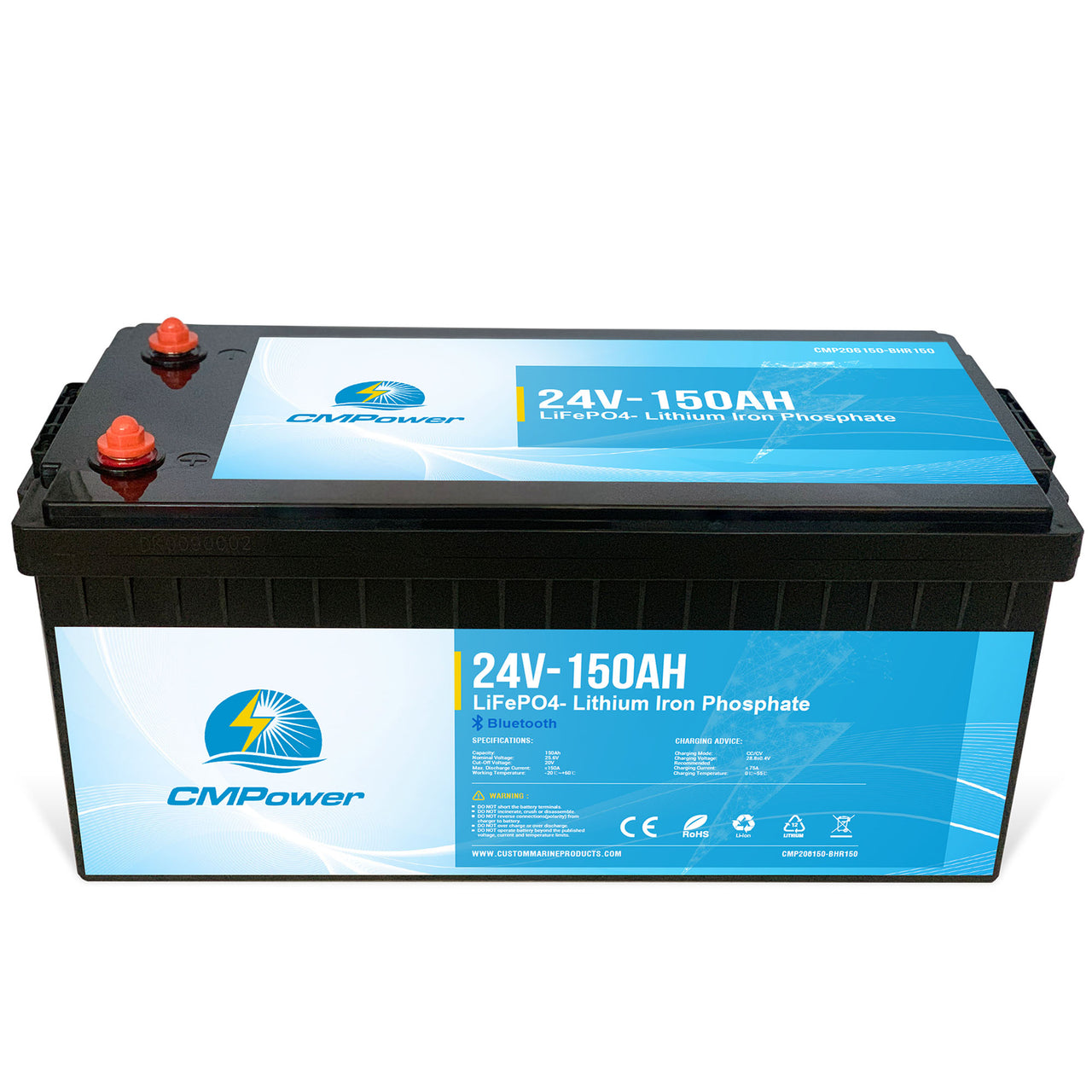 150 Ah 24 Volt 150 amp BMS - LiFePO4 High Power Density Battery