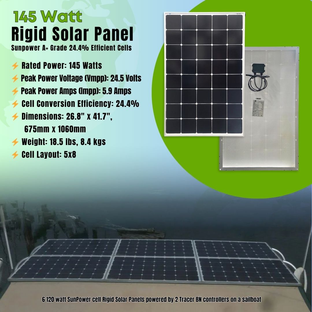 145 Watt Rigid Marine Solar Panel for Boats and Van