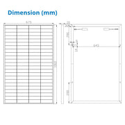 170 Watt Rigid Bifacial Back Contact Solar Panels 27.4% efficient cells - dimension