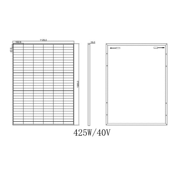425 Watt Bifacial Rigid Solar Panel - BC Cells 27.4% Efficient with Clear Backing