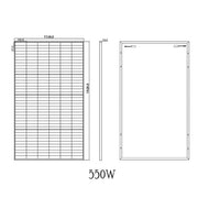 550 Watt Bifacial Rigid Solar Panel - BC Cells 27.4% Efficient with Clear Backing