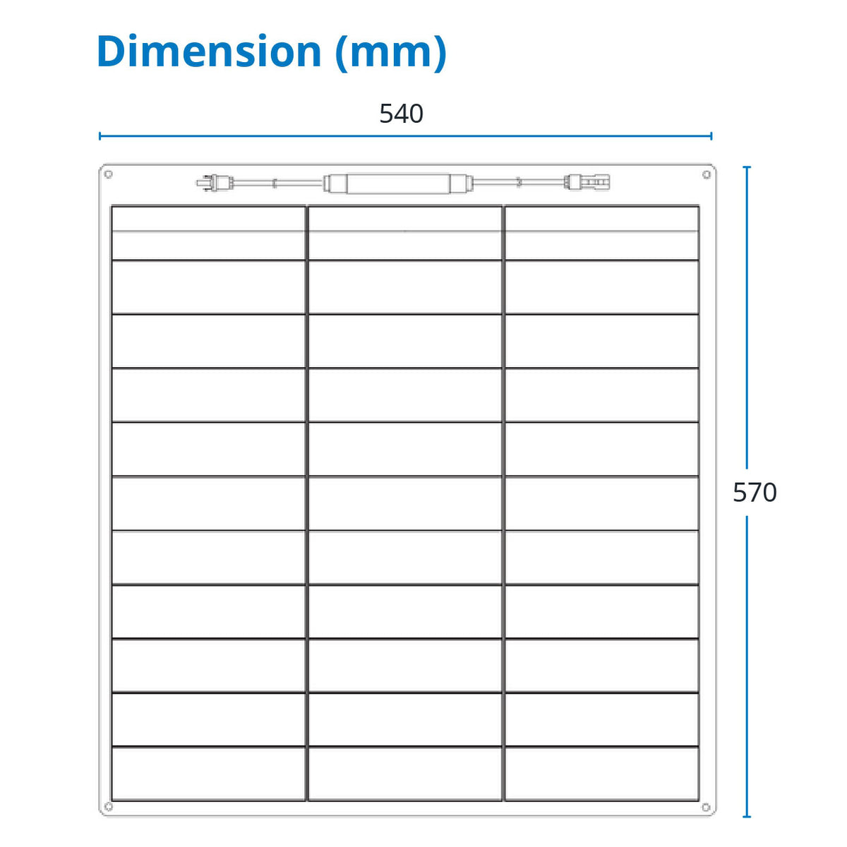 70 Watt Flexible Back Contact Solar Panels 27.4% efficient cells - dimension