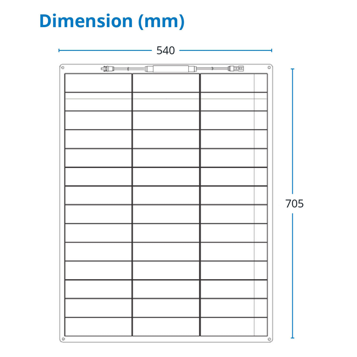 90 Watt Flexible Back Contact Solar Panels 27.4% efficient cells - dimension