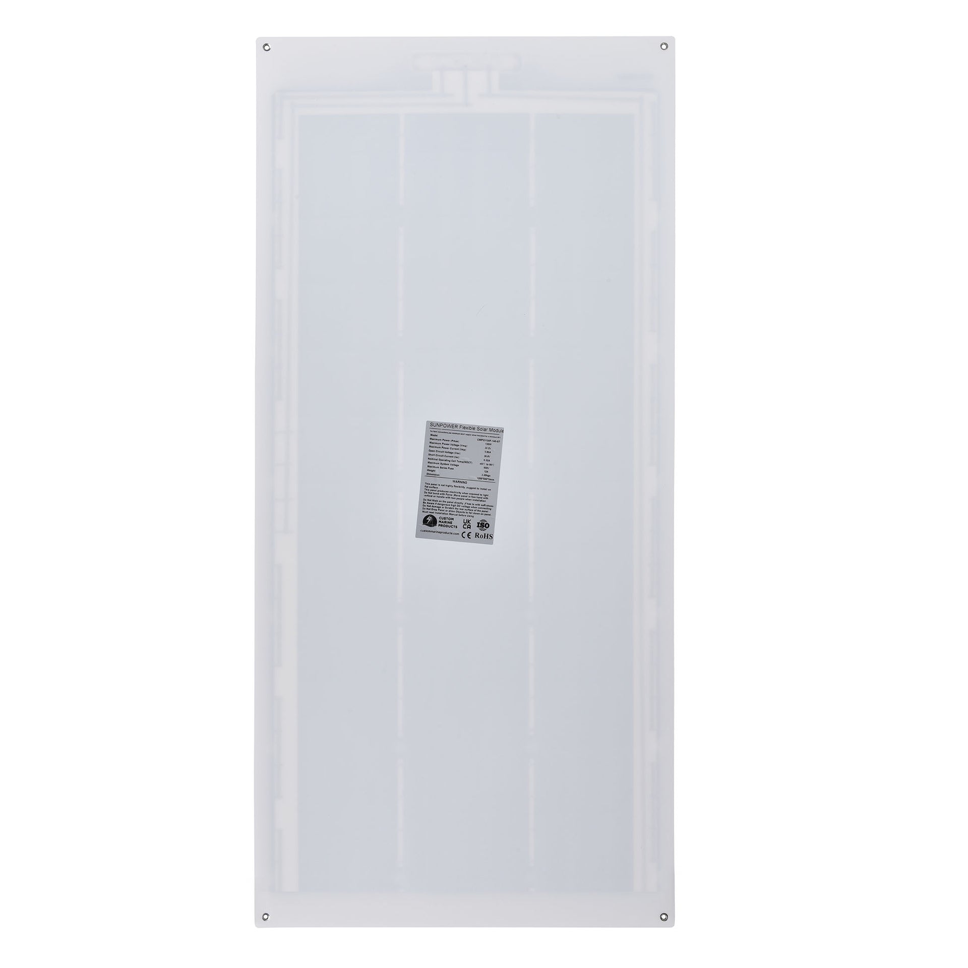 120 Watt Shade Tolerant Flexible Solar Panel - Back View