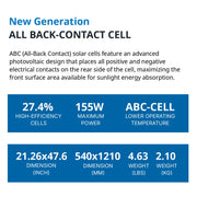 155 Watt Flexible Back Contact Solar Panels 27.4% efficient cells - features