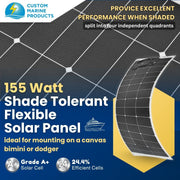 155 Watt Shade Tolerant Flexible Marine Solar Panel