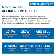 280 Watt Flexible Back Contact Solar Panels 27.4% efficient cells - specifications