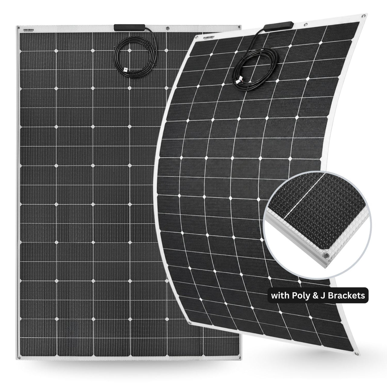 325 Watt Shade Tolerant Flexible Solar Panel with Polycarbonate & J-Mount Brackets - Sunpower A+ Grade 24.4% Efficient Cells