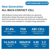 75 Watt Walkable Back Contact Solar Panels 27.4% efficient cells - specifications