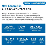 110 Watt Walkable Back Contact Solar Panels 27.4% efficient cells - specifications