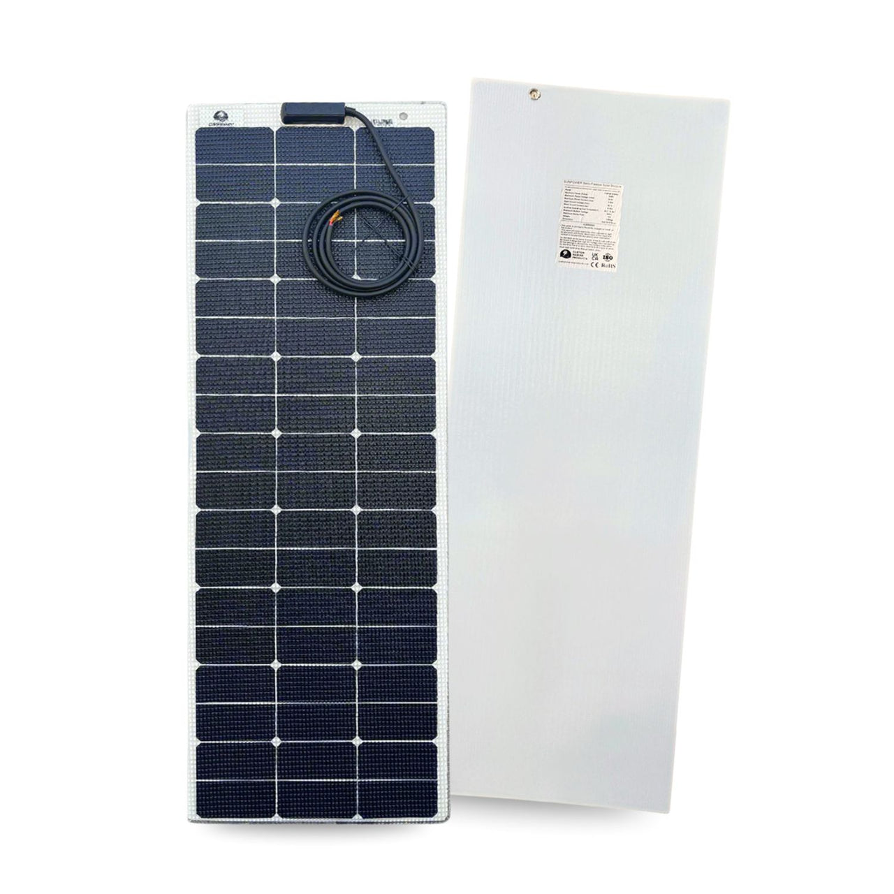 100 Watt Walkable Semi-Rigid Solar Panel - Carbon Fiber Series - Sunpower A+ Grade 24.4% Efficient Cells