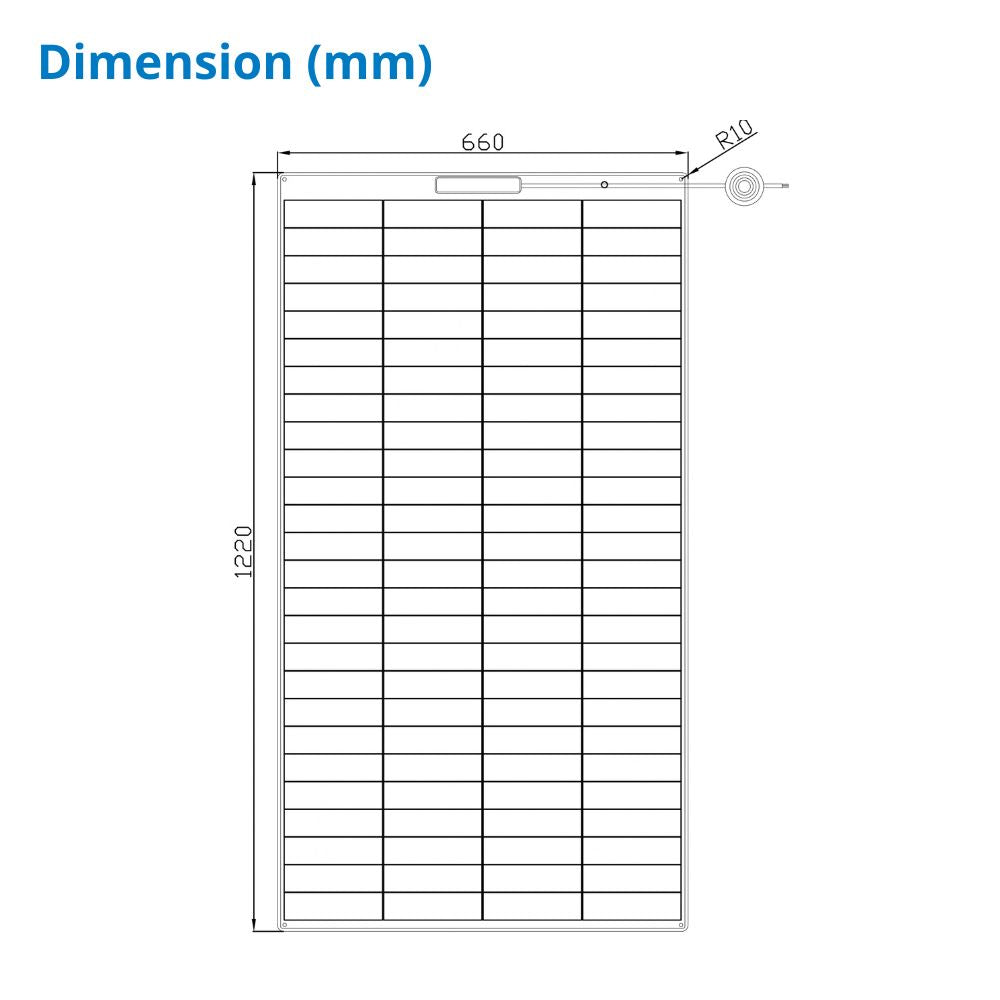 195 Watt Walkable Back Contact Solar Panels 27.4% efficient cells - dimension