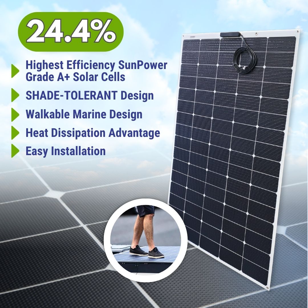 260 Watt Walkable Semi Rigid Shade Tolerant Solar Panel - Sunpower A+ ...