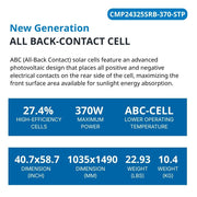 370 Watt Walkable Back Contact Solar Panels 27.4% efficient cells - specifications