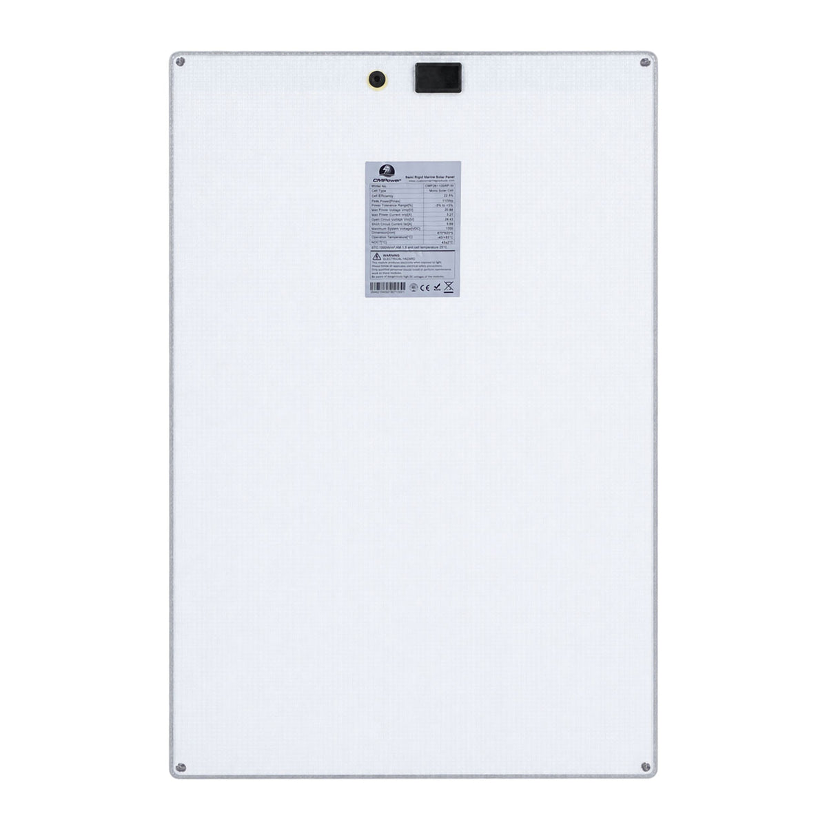 110 Watt Walkable Semi-Rigid Solar Panel PERC Cells - white background (back)
