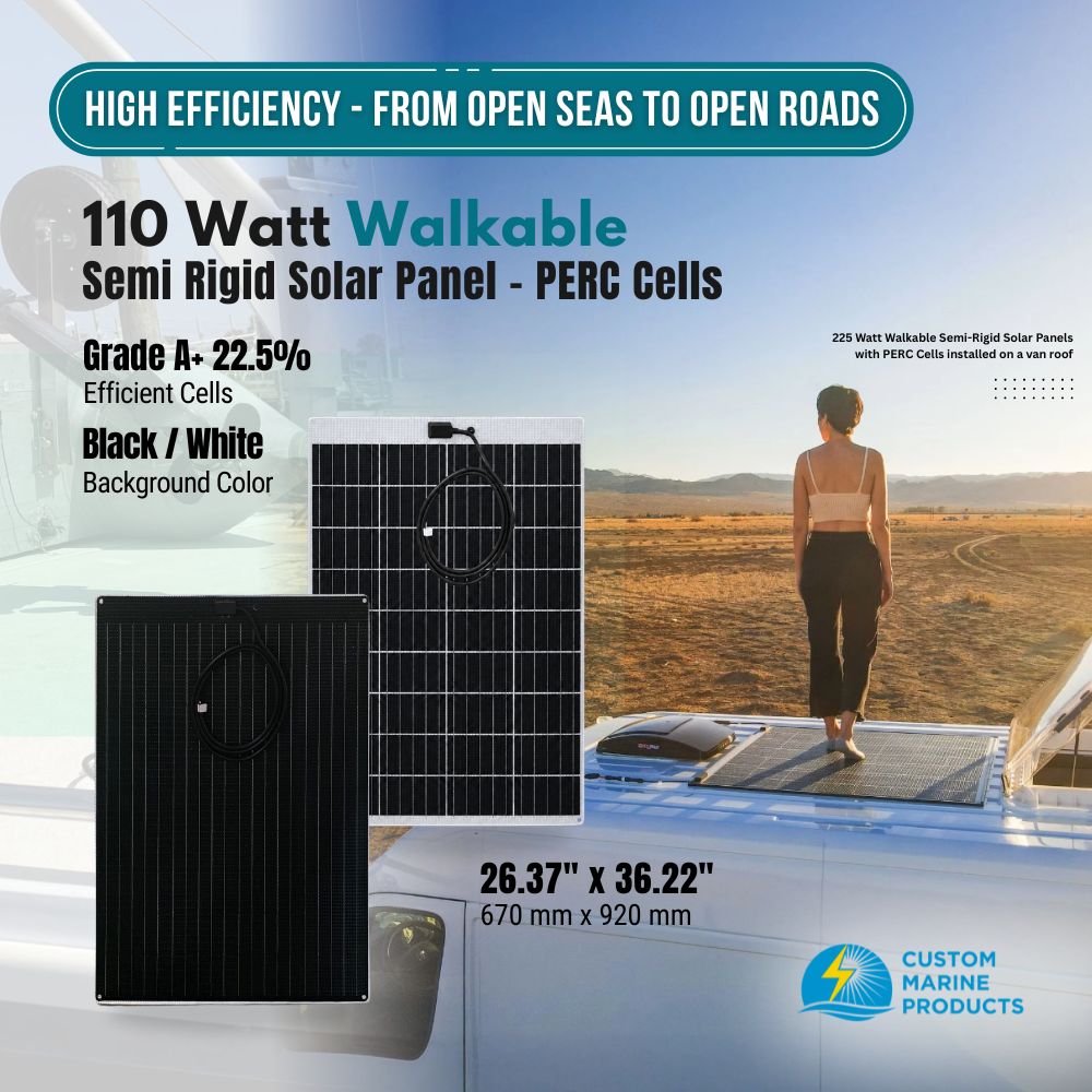 110 Watt Walkable Semi-Rigid Solar Panel PERC Cells 