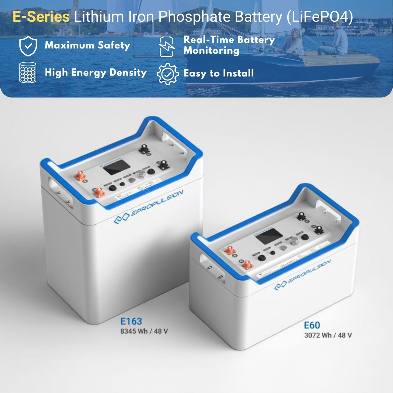 ePropulsion E-Series E60 — 3,072 Wh / 48V LiFePO₄ Lithium Marine Battery