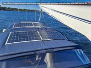 flexible marine solar panels mounting on canvas top with CMPower bolt-on kit
