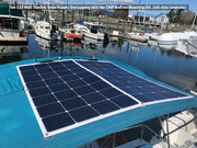 flexible marine solar panels mounting on canvas top with CMPower bolt-on kit