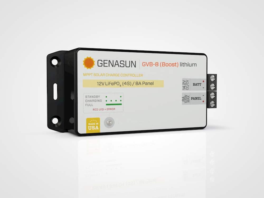Genasun GVB-8 Boost MPPT Solar Charge Controller – 12V LiFePO₄