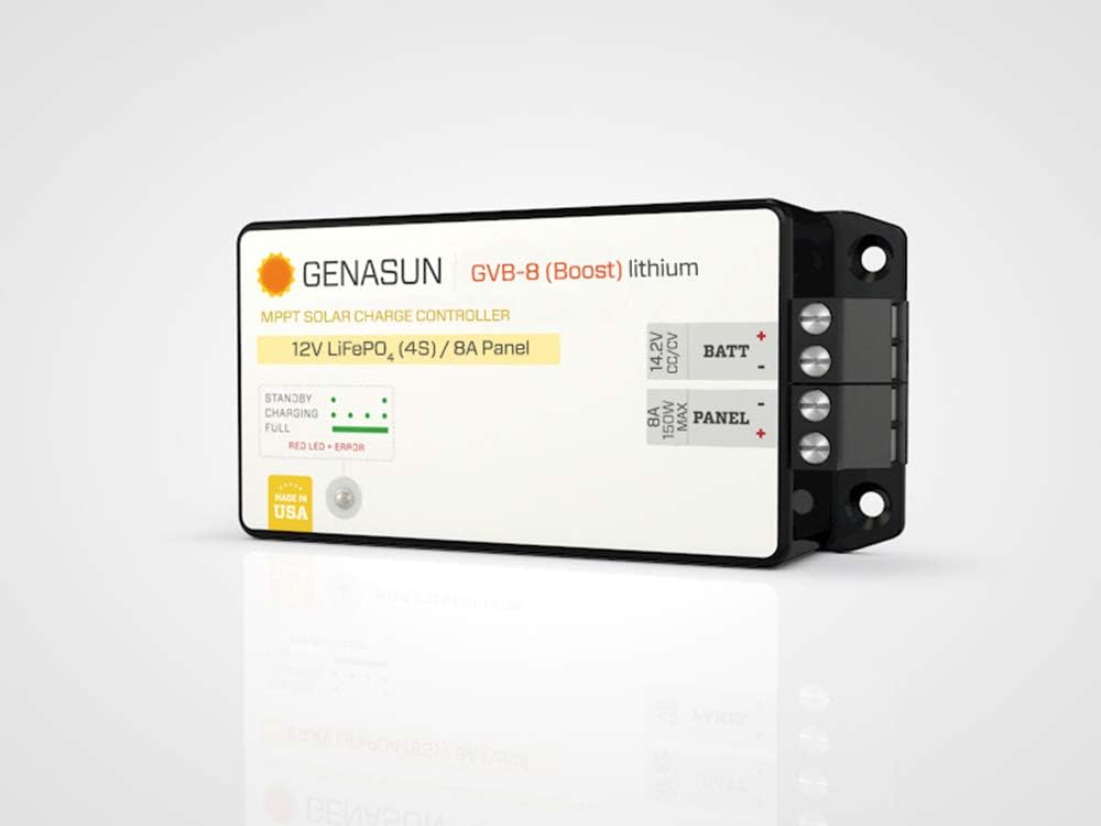 Genasun GVB-8 Boost MPPT Solar Charge Controller – 12V LiFePO₄