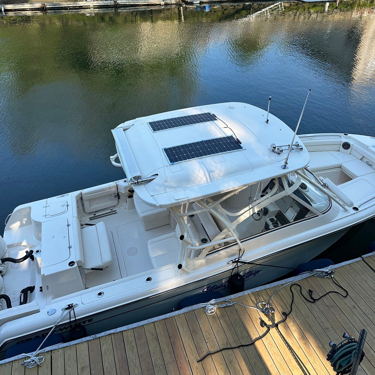Marine solar panels installation on Grady-White Boat
