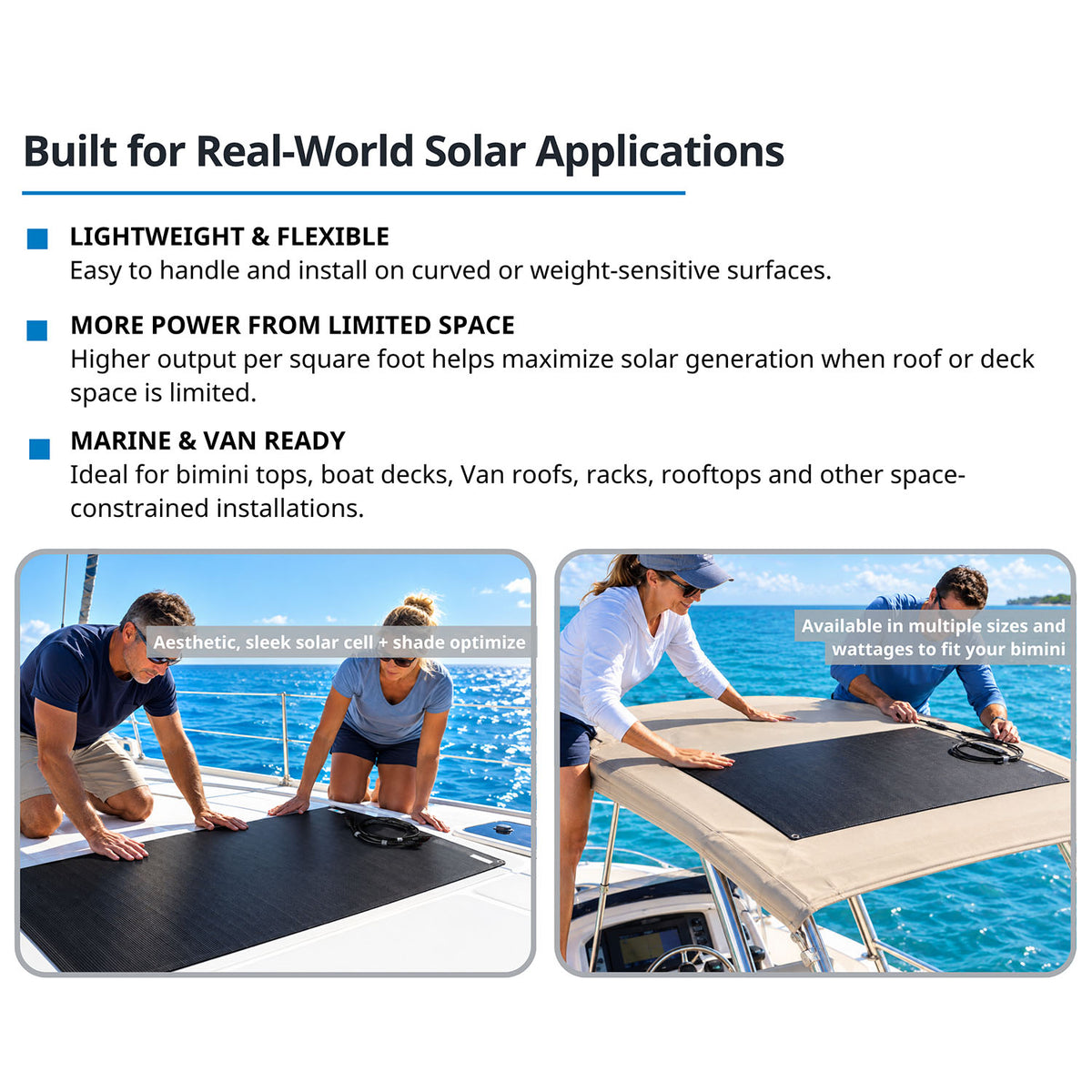 New Generation Flexible Back Contact Solar Panels 27.4% efficient cells - application