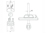 Scanstrut DS40-P Vertical Cable Gland - Drawing