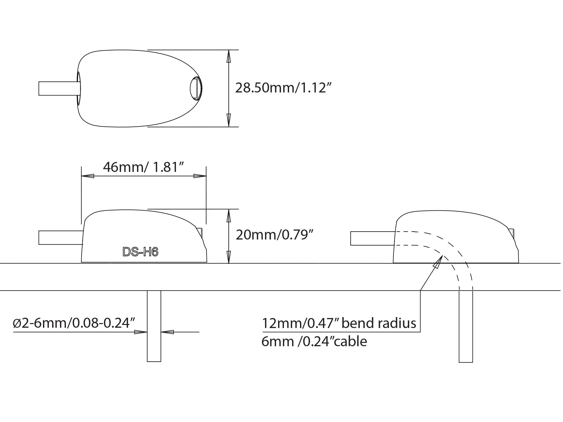 Scanstrut Horizontal Cable Seal DS-H6 (Dimension)